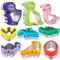Nifogo - Juego de 9 cortadores de galletas con forma de dinosaurio, de acero inoxidable, moldes para manualidades, cocina, hornear, fiesta de cumpleaños temática de dinosaurios para niños