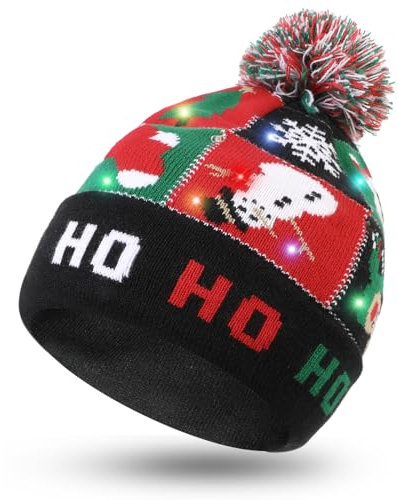 Hifot LED Leuchten Hut Mütze Stricken Helle und Bunte Weihnachten Xmas Christmas Warme Neuheit Strickmütze