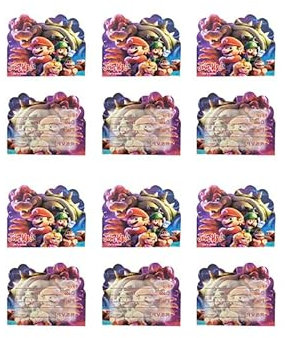 RZDQZY Mario Peach Deko Geburtstag Mario Kart Geburtstag Einladung Super Mario Geburtstag Einladungen Mario Bros Party Einladungskarten Mario Kart Einladung Karten Super