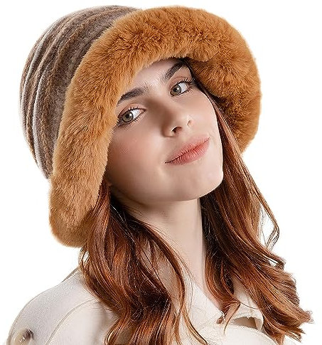 WANYIG Damen Mütze Winter Wintermütze Beanie Mütze Warme Haube Plüsch Kopfbedeckung Damenmützen mit Weichem Innenfutter Gefütterte für Herbst und Winter 56-58cm(31 Khaki)