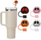 Halloween Silicone Straw Covers Cap for Stanley Cup, Cute Straw Topper for Stanley 30&40 Oz Tumbler, Reusable Dust-Proof Drinking Straw Cover, Set of 4 (Halloween Skull)