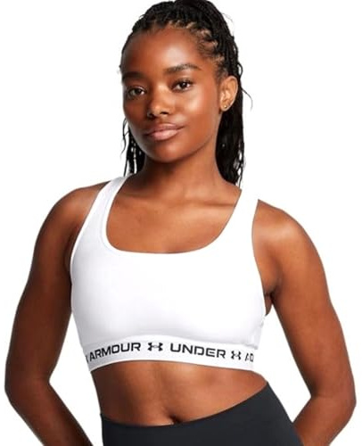 Under Armour Damen Crossback Medium Support Bra BH, Durchsichtig, Weiß/Weiß/Schwarz, XL