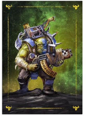 Displate Offiziell Warhammer MetallPoster Magnetische Befestigung Inklusive Lizenziert Bilder Hochwertiges Poster Warhammer - Xenos - Ork Loota Poster 45 cm x 32 cm