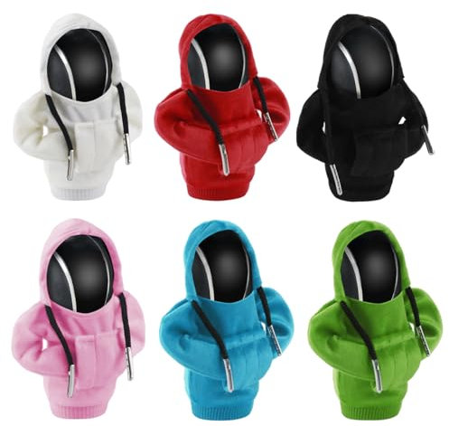 6 Pcs Sudadera Marchas, Funda para pomo palanca cambios, Sudadera con Capucha para Palanca de Cambios, Hoodie Car Gear Shift Cover, Decoración Adecuada para Palanca de Cambios Manual o Automática