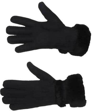 Harrys-Collection Damen Handschuh aus echtem Lammfell mit Pelz Besatz