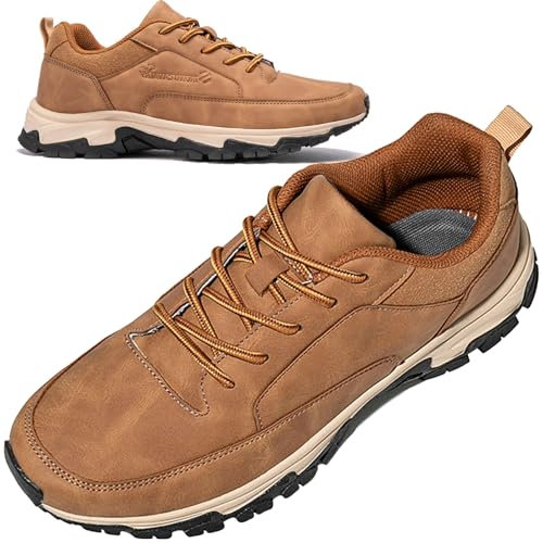 AEHO Zapatillas Pie Ancho Hombre Zapatillas sin Cordones Hombre Zapatos Deportivos Casuales para Correr Gimnasio Sneakers Ligero Transpirable Zapatillas de Running Adulto,Caqui,40/250mm