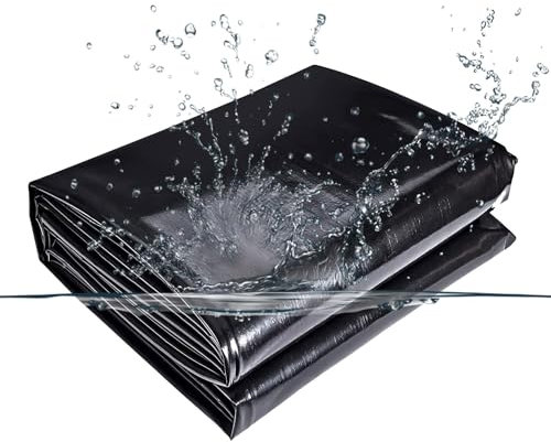 Teichfolien Fisch Und Pflanzenfreundlich Gartenpoolmembran Schwarz Teichplane Dicke 0.2mm Teichmembran Für Fischteich-Bettfolien Kleine Teiche Reservoir 3x5m 4x7m 5x7m 6x10m(Größe:2x8m/6.5x26ft)
