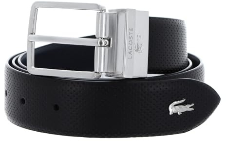 Lacoste Elegance Punch Plain Leather Belt W90 Noir Marine - kürzbar