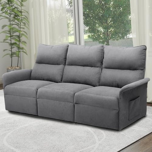 Devoko Relaxsofa 3 Sitzer mit Verstellbarer Rückenlehne, Couch Elektrisch Verstellbar fürs Wohnzimmer/Schlafzimmer/Gästezimmer,Dunkelgrau