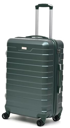 CMY Suitcase Medium Size Hard Shell Lightweight 4 Dual Spinner Wheels Trolley Luggage Suitcase Medium 24 Hold Check in Luggage TSA Combination Lock (Dark Green)