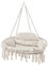 COSTWAY 2-Seater Hammock Swing Chair with Cushions, Folding Metal Frame Cotton Rope Macrame Hanging Chair, Indoor Outdoor Tassels Swing Seat for Porch, Poolside & Deck (without Stand)
