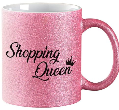 Huuraa Glitzer Kaffeebecher Shopping Queen Geschenk 330ml Pink Shopping Queen Mitbringsel