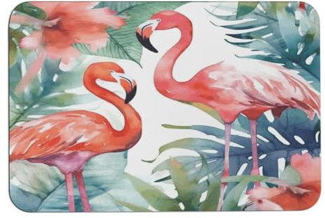NQLYUT Paillasson extérieur antidérapant flamants roses aquarelle tropiques paillasson blanc tapis de bienvenue tapis de bienvenue tapis de bienvenue tapis de sol en caoutchouc à séchage rapide tapis