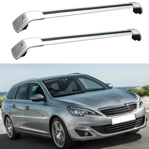 JUNYEW Dachgepäckträger Dachträger für Peugeot 308 SW 2014 2015 2016 2017 2018-2020 -Aluminium (2 Stücke) Integrierte Dachreling Tragkraft 75 Kg Vormontiert Inklusive Schloss,O