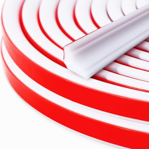 RANJIMA 3M Flexible Zierleisten Selbstklebend Deckenleisten, 12mm*9mm TPE Dreieck Zierleiste Decken & WandüBergang, Weiß Dreikantleiste für Abschlussleiste Küchenarbeitsplatte Wandkanten Fliesenkanten