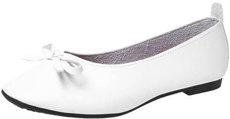 Generisch Women's Shoes Ballet Flats Lace Toe Dress Pumps Shoes Women Flats Elegant Slip On Dance Shoes Plain Moccasins, White (white 2), 39 EU