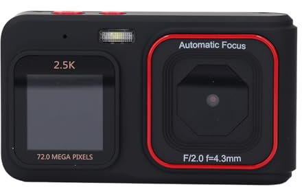 Appareil Photo Numérique 72MP Sortie Vidéo 2,5K Double écran Appareil Photo Compact Appareil Photo Numérique de Poche Zoom 16X Appareil Photo Selfie Autofocus pour Les Réunions