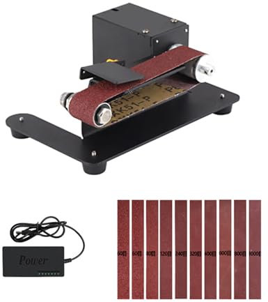 250W Mini Levigatrice a Nastro Smerigliatrice da Banco Elettrica Levigatrice 7 Velocità di Controllo Regolabile Piccola Smerigliatrice Affilatrice Lucidatrice per Fai da Te Lavorazione del Legno