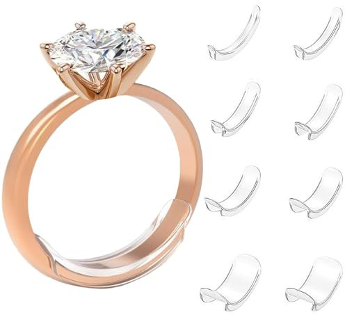 Ringverkleinerer Unsichtbar, 8 Stück Ring Verkleinerung Unsichtbar, Ringgrößenmesser für Lose Ringe, Ringeinlage zum Verkleinern Passend für Männer und Frauen, Ring Size Adjuster für Alle Ringe