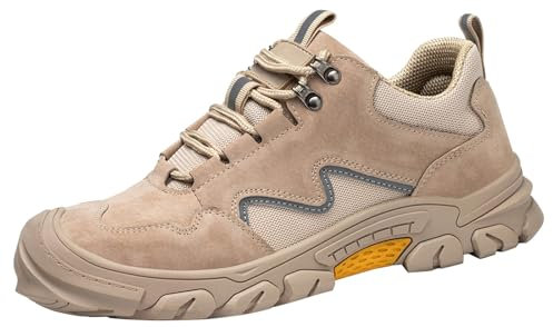 Herren Frühling und Winter Große Größe Outdoor BAU Arbeitsschuhe Anti-Anti-Rutsch Leichte und Verschleiß Arbeitsschuhe Mountainbike Schuhe Herren 43 (Beige, 38)