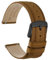 WOCCI 20mm Uhrenarmband für Herren und Damen, Echtes Leder - Top Genarbtes Leder, Schnellverschluss, Schwarze Schnalle (Kamel)