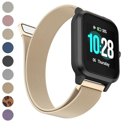 Amzpas für Veryfitpro ID205L Armband,Uhrenarmband 19mm Metall für Yamay Fitness,GRV,Willful,Popglory, Blackview,UMIDIGI,ID205S ID205G ID215G ID216 SW020 SW023 WF021 WF025 Uwatch3(Roségold)