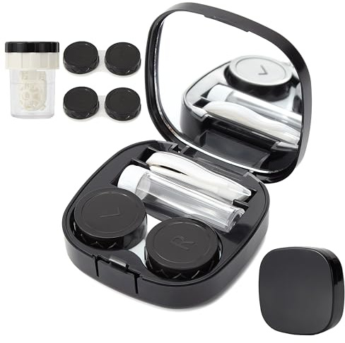 cauyuan Square Contact Lens Travel Kit with Cleaner Washer, Portable Contact Box with Mirror Tweezers Remover Tool Solution Bottle for Outdoor Daily Office