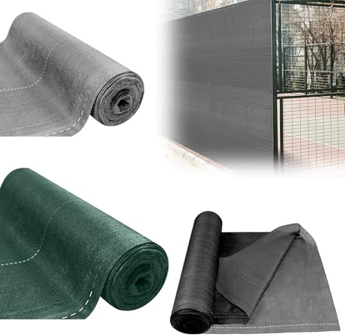 LILIIN Sichtschutz Zaunblende Tennisblende Sonnenschutz Windschutz Gewebe HDPE 150 g/m², Garten Zaun mit Kabelbinder für Sportplatz, Garten, Balkon(Grau, 1x10m)