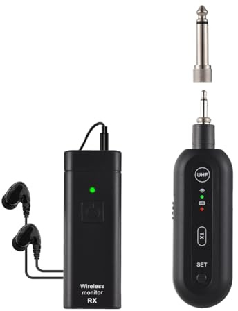 Asyduey Wireless in-Ear Monitor System UHF 90° Rotate Transmitter Receiver Set Automatic Pairing with Monitor Earphones