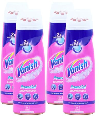 Vanish Powergel Stain Remover, 200 ml (Pack of 4), Floral Scent, Concentrated Pre-Treatment Formula for Laundry, Fabric Stain Removal Gel, 800 ml Total, Fast Acting Deep Cleaning Detergent