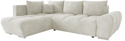 Mirjan24 Ecksofa Fureniz mit Bettkasten, 4 Sitzer L-Form Sofa mit Schlaffunktion, Eckcouch für Wohnzimmer, Couch mit Bettfunktion (Lumo 55, Seite: Links)