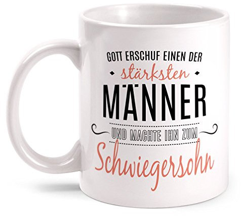 Fashionalarm Tasse Gott erschuf Schwiegersohn beidseitig bedruckt mit Spruch | Geschenk Idee zum Geburtstag Heirat Hochzeit | Bester der Welt, Farbe:weiß