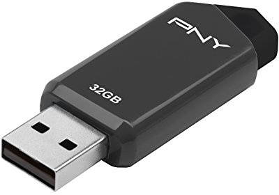 PNY Retract USB-2.0-Flash-Laufwerk, 32 GB, Grau, Blau oder Rot – Farbe kann variieren (P-FD32GRTCG-GE)