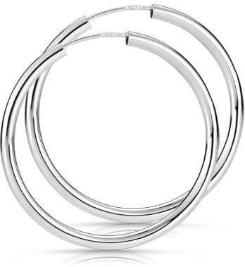 Materia 925 Silber Creolen Ohrringe 29mm - Silbercreolen 2,5mm für Damen Teenager SO-379