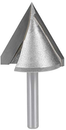 sourcing map 60 Degree V-Groove Router Bit 32mm Dia with 6mm Shank, Titanium Steel Tipped V Grooving Bit (Gray)