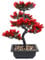 Künstlicher Bonsai Japanische Kiefer，Kunstpflanze Deko，Künstliche Blumen NBüro Deko Wine Red