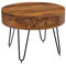 Wohnling Couchtisch Sheesham Massivholz/Metall 60x44,5x60 cm Tisch Wohnzimmer, Design Beistelltisch mit Schubladen, Kleiner Wohnzimmertisch Rund Braun