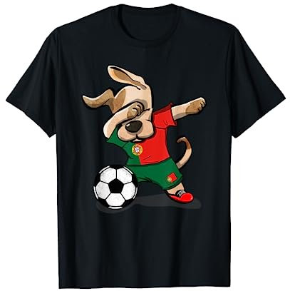 Dabbing Dog Portugal Maillot de football portugais T-Shirt