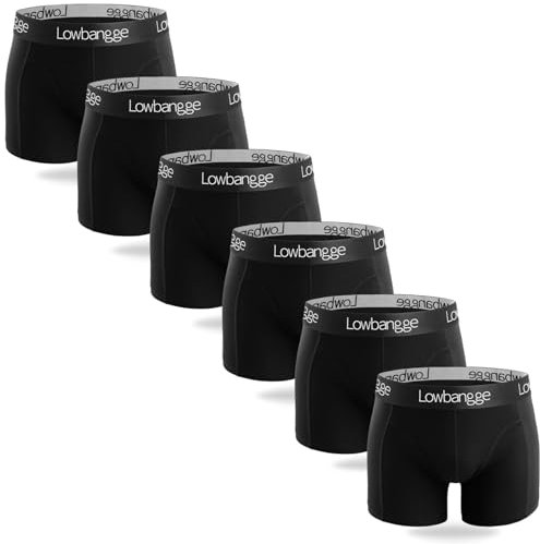 Lowbangge Premium Boxershorts Herren, Unterhosen Männer(6er Pack) mit 3D-Passform & 95% Baumwolle, Anatomische Schnitttechnik für Premium-Komfort