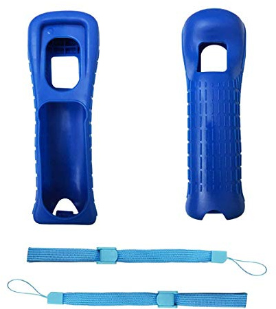 ZeroStory - Custodia in silicone con cinturino da polso per telecomando Wii, colore: Blu