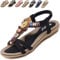 Acfoda Sandales Femme Été Confortable Plats Nu Pieds Cuir Tong de Plage Mode Claquettes Bout Ouvert avec Strass Noir 40 = FabricantTaille 41