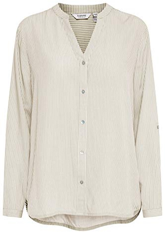 b.young BYFABIANNE Damen Bluse Hemdbluse Langarm mit V-Ausschnitt