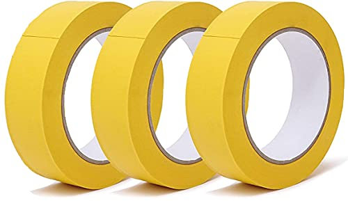 TX Ruban de masquage 3 rouleaux jaune Ruban de protection, 24mmX50m, pour des bords peints nets