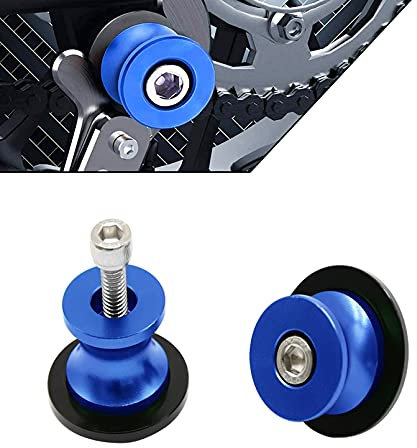 2 Stücke Bobbins Motorrad Ständeraufnahme M8 Motorrad Montageständer Racingadapter Aluminium 8mm Universal Schwingarmspule Schwinge Sliders Spulen für Kawasaki Honda BMW SUZUKI Ducati (blau)