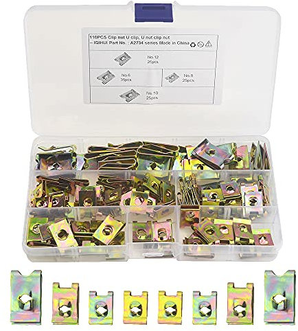 WMYCONGCONG 110 Stück Auto-U-Muttern-Clip-Sortiment, Auto-Befestigungsclips, Speed-Befestigungsersatz für Armaturenbrett, Türverkleidung, Innenraum