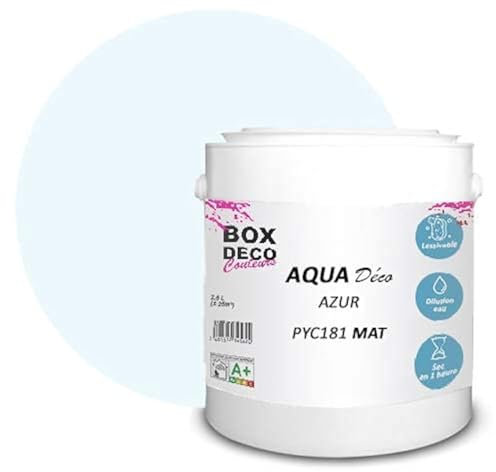 BOX DECO COULEURS Pintura de pared acrílica con aspecto mate Aqua Deco – 2,5 l/25 m², azul y azul