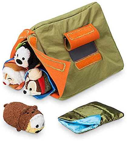 Campingzelt Tsum Tsum Micro Stofftier Set beinhaltet: Goofy als Holzfäller, Pluto als Bär, Chip als Pfadfinder und Dale als s'more