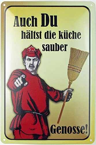 Metall Schild 20x30cm Auch du hältst die Küche sauber Genosse Blechschild