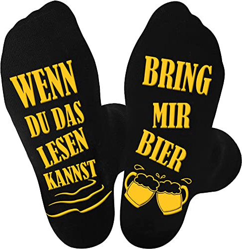 Papa Geschenk Geburtstag Vatertag Bier Socken, Lustige Socken WENN DU DAS LESEN KANNST BRING MIR BIER Wintersocken Baumwollsocken Geburtstagsgeschenk Vatertagsgeschenk für Papa Väter Mann 43-46