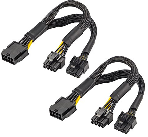 Splitter PCIe a 8 pin, PCI-e 8 pin femmina a doppio 8 pin (6+2), connettore GPU VGA cavo di alimentazione PCI Express adattatore per scheda grafica, splitter a Y intrecciato da 9,5 pollici
